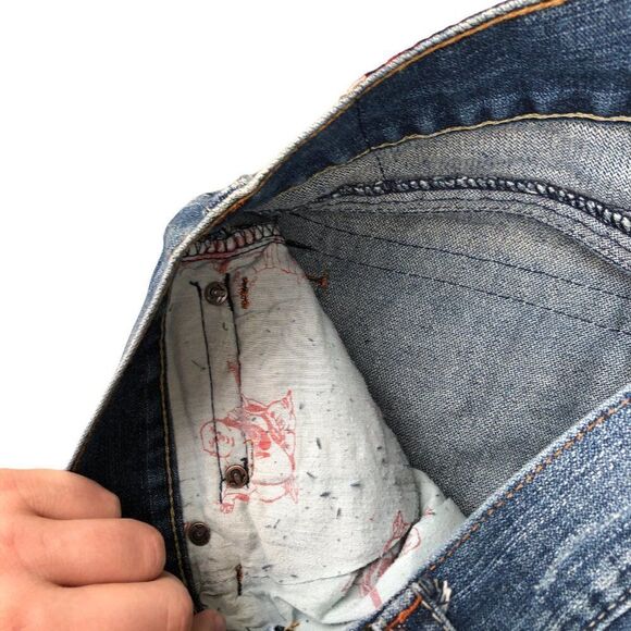 True Religion Jeans Size 38 JOEY BIG T Snakeskin Blue - Picture 6 of 12